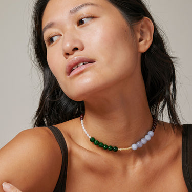 ENAMEL Copenhagen  Halskæde, Marli Necklaces L. Yellow, Pearl, L. Blue, Brown and D. Green