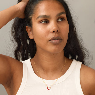 ENAMEL Copenhagen Halskæde, Organic Enamel Heart Necklaces Red