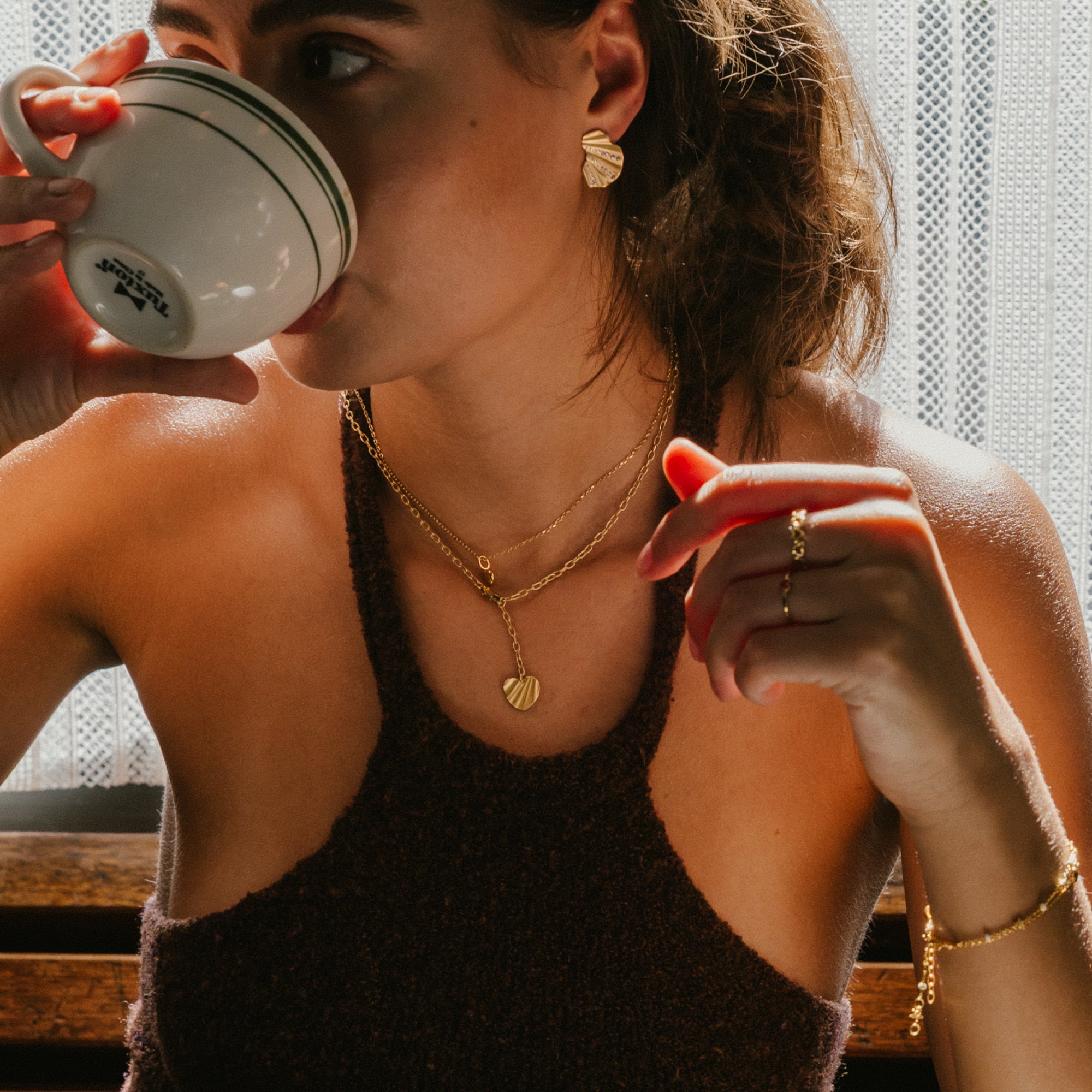 ENAMEL Copenhagen Halskæde, Wave Heart Necklaces Gold Plated