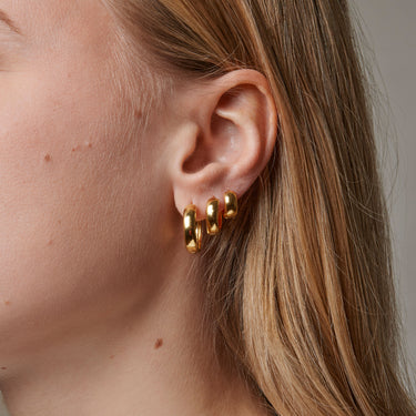 ENAMEL Copenhagen Hoops, Classic Wide 15 mm Earrings Gold Plated