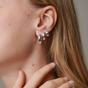 ENAMEL Copenhagen Hoops, Classic Wide 15 mm Earrings Silver Plated