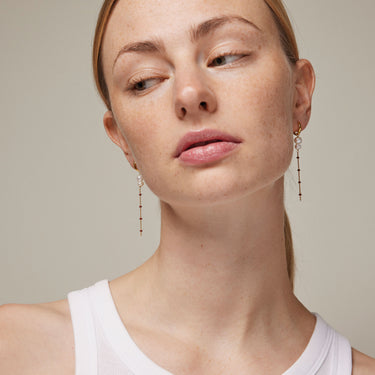 ENAMEL Copenhagen Hoops, Lola Double Pearl Earrings Copper