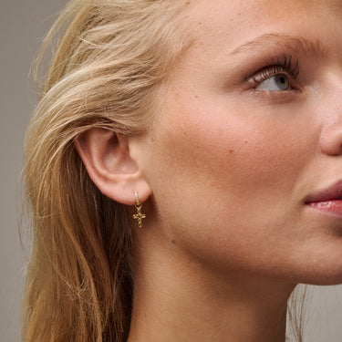 ENAMEL Copenhagen Hoops, Petite Flora 6 mm Earrings 925S/GP/M