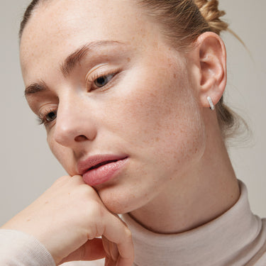 ENAMEL Copenhagen Hoops, Sparkling Square 12 mm Earrings Clear CZ