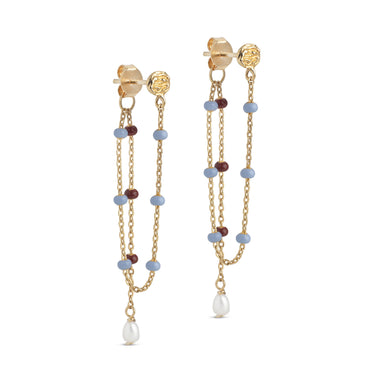 ENAMEL Copenhagen Øreringe, Lola Pearl Earrings Blue Wine