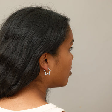 ENAMEL Copenhagen Øreringe, Organic Star Medium Earrings Silver Plated
