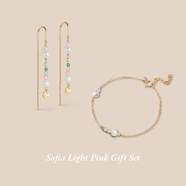 Sofia Light Pink Gift Set Øreringe & Armbånd