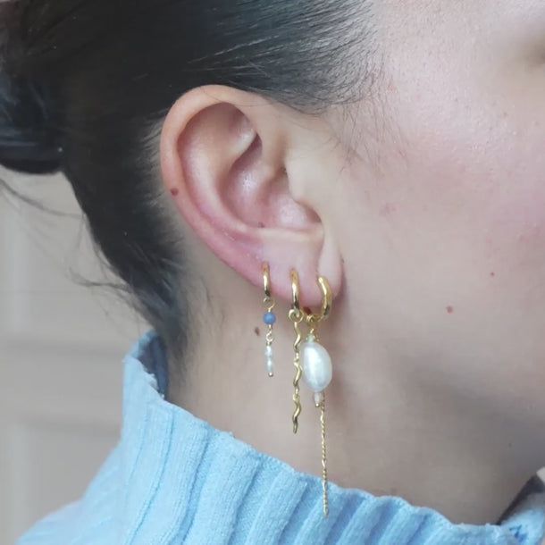ENAMEL Copenhagen Hoops, Liva Earrings Blue Quartz