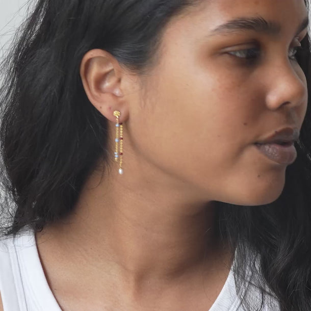 ENAMEL Copenhagen Øreringe, Lola Pearl Earrings Blue Wine